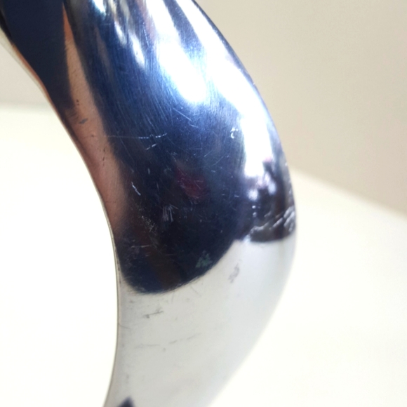 Sail Boat Spinnaker Silver Metal Aluminum Sculpture on Wood Stand - 8 in. tall - Picture 7 of 8